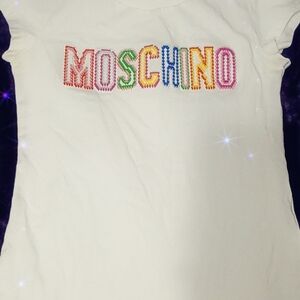 Moschino Kids White Tee with Colorful Logo